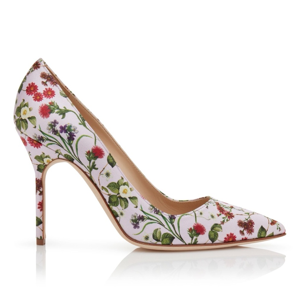 Manolo Blahnik Floral Pattern Heels